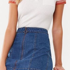 Forever 21 zip up front denim jean skirt, size  31 (sz 12)